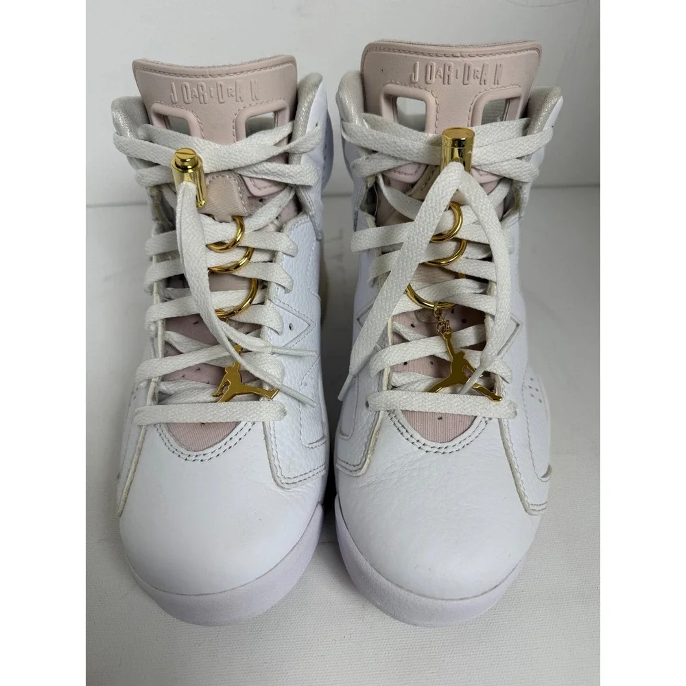 Nike Air Jordan 6 Retro Gold Hoops Women Size 8.5 White Pink Leather DH9696-100